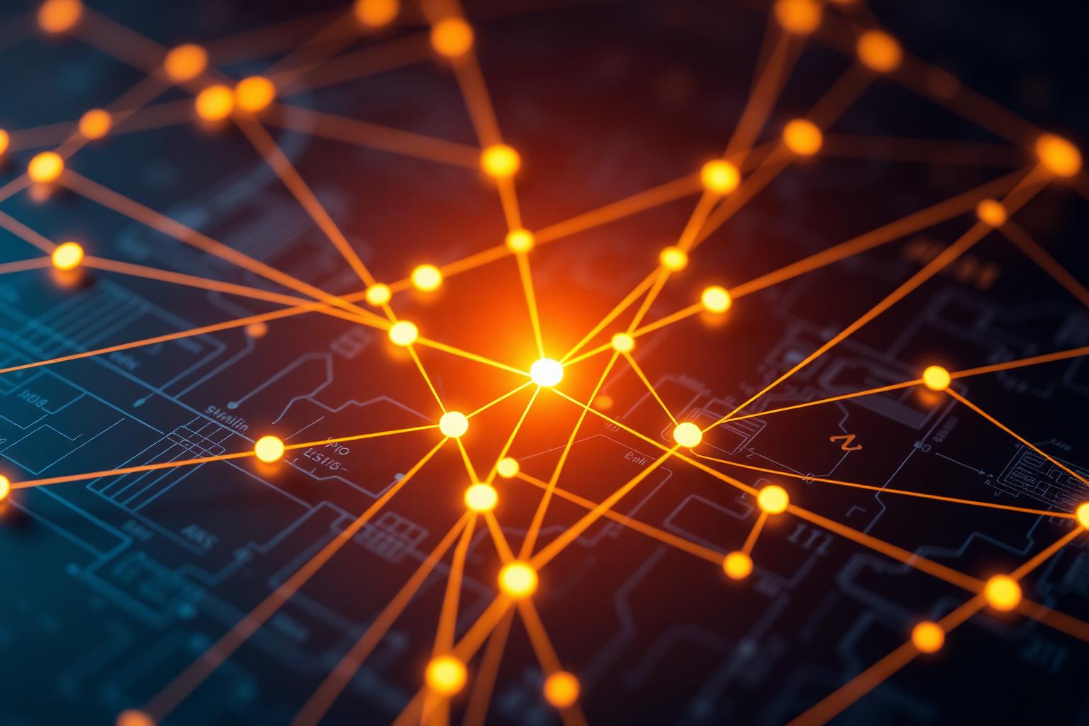Glowing network nodes representing a digital marketplace